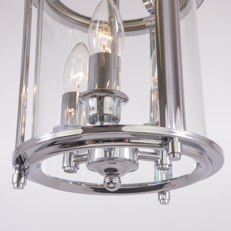 Suspension industrielle NEW YORK 3xE14 transparent, chrome