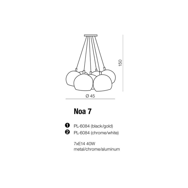 Suspension luminaire NOA 7xE14 chrome