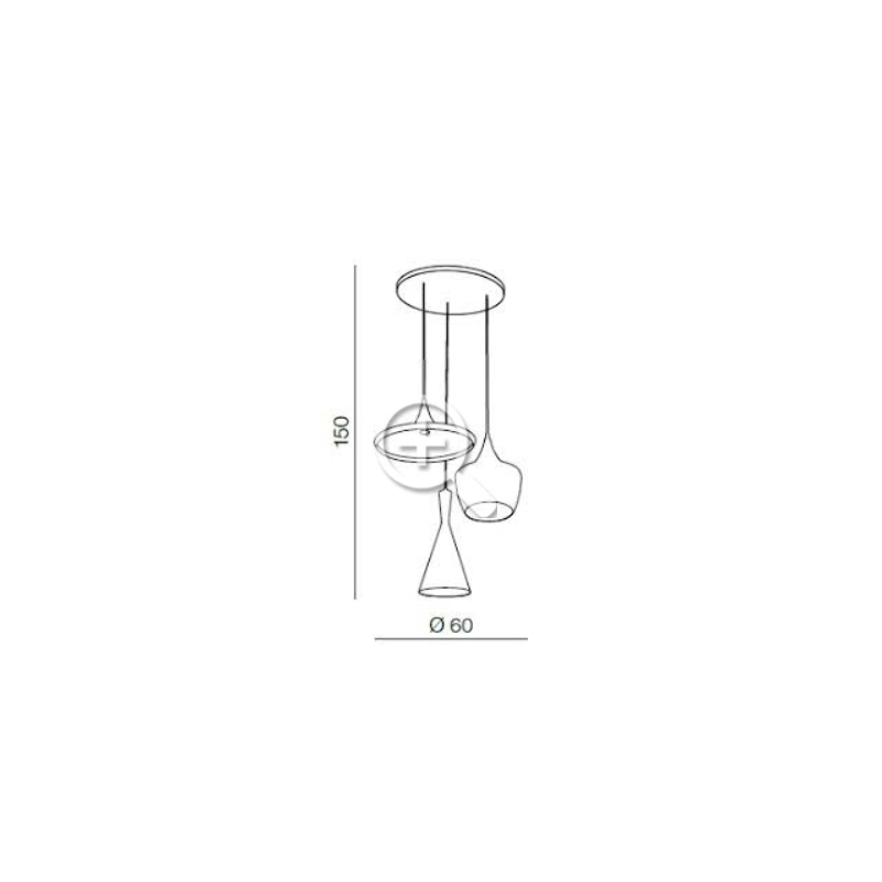 Lampe Suspendue design MIX E27 3x60W blanc, or