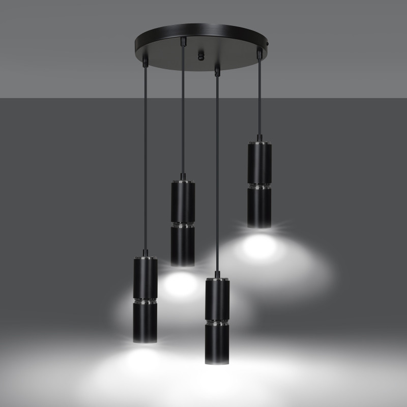Suspension luminaire design MODESTO 4 PREMIUM NOIR 4xGU10 - noir