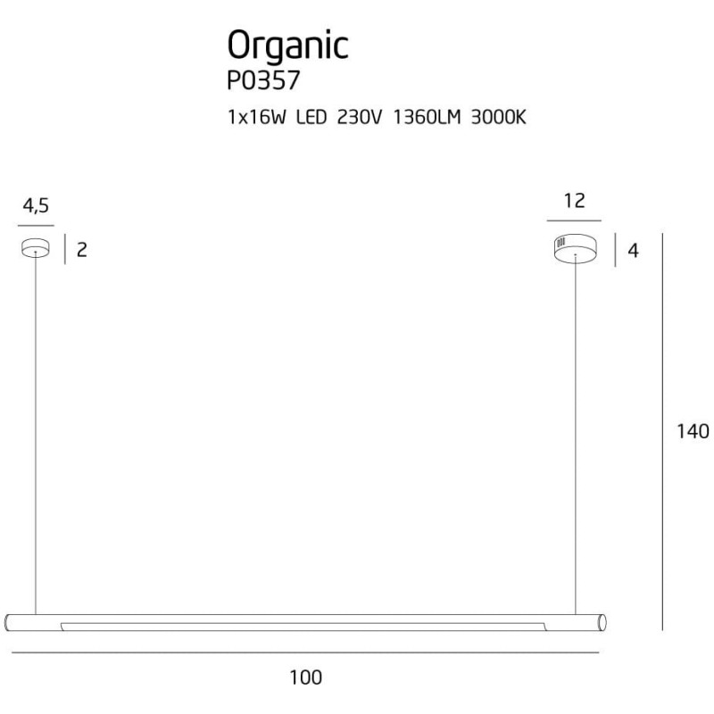 Luminaire Design suspendue ORGANIC HORIZON LED 16W 3000K - blanc