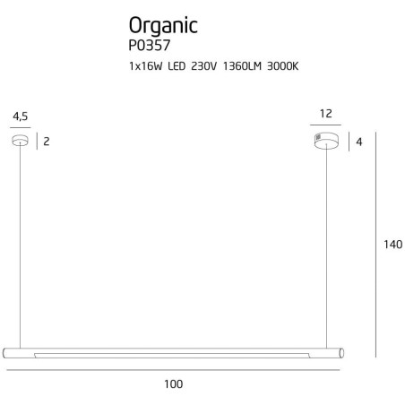 Luminaire Design suspendue ORGANIC HORIZON LED 16W 3000K - blanc