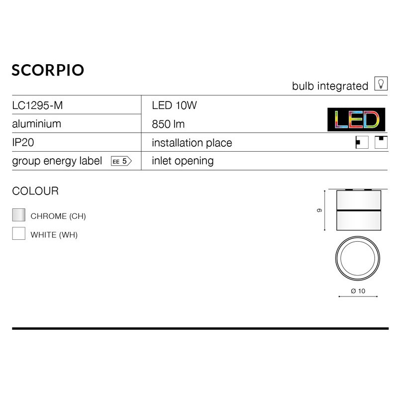 Spot SCORPIO LED 10W blanc 