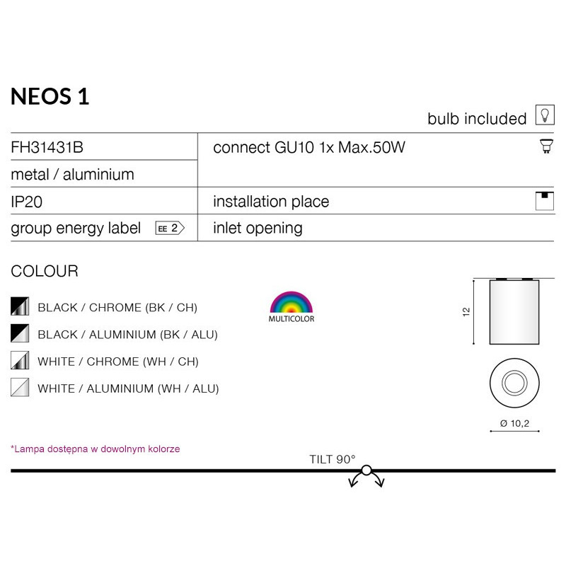 Spot NEOS 1 GU10 50W blanc, chrome 