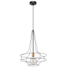 Suspension luminaire CASA RINA E27 - noir / chêne huilé