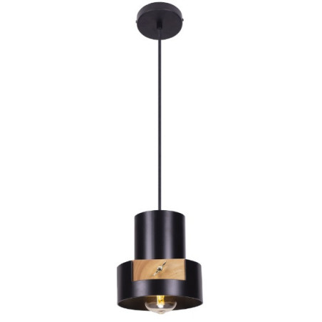 Suspension luminaire C-LINDER E27 - noir / bois
