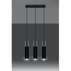 Suspension luminaire design BORGIO 3 GU10 - noir / gris