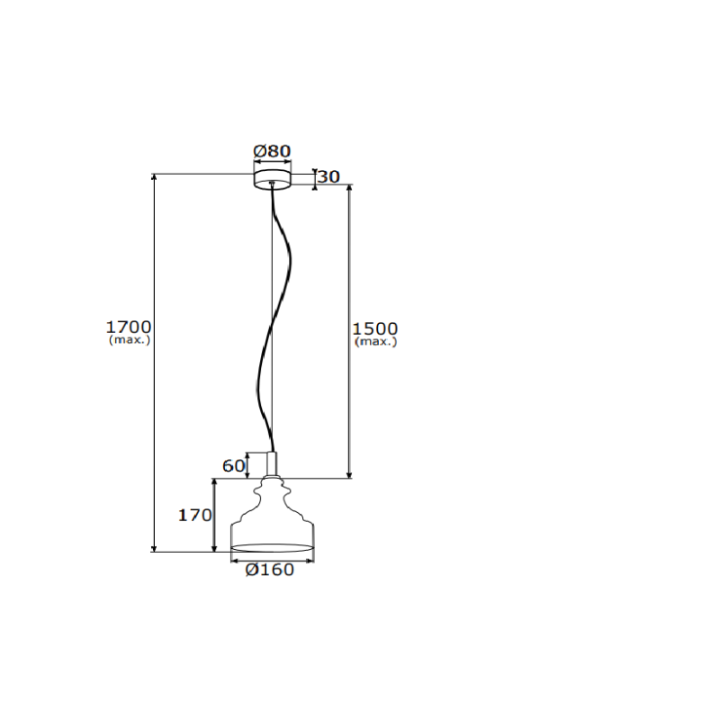 Suspension CRUZ E14 - laiton / transparent Cristal