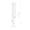 Suspension design BATON 3xE27 - laiton / noir