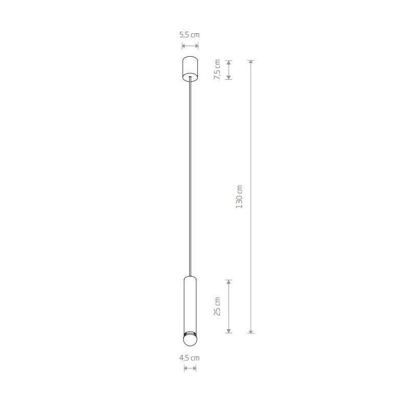 Lampe Suspendue design BATON M E27 - laiton / noir