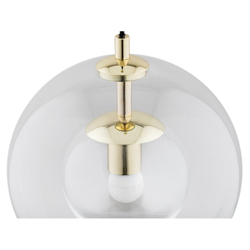 Suspension luminaire design DOVER I E27 - laiton / transparent