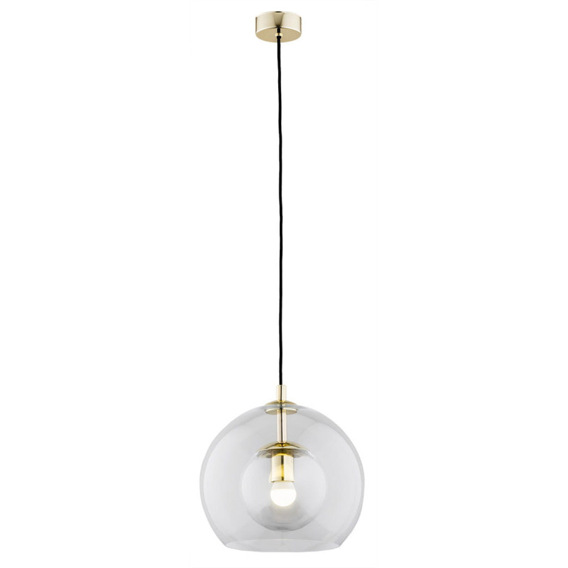 Suspension luminaire design DOVER I E27 - laiton / transparent