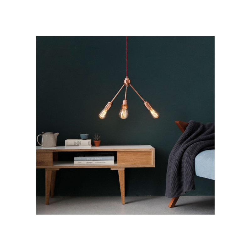 Suspension industrielle Design TRIO Loft 3xE27 - cuivre