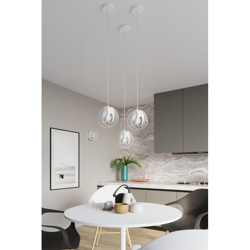 Suspension luminaire TULOS bande 3xE27 - blanc