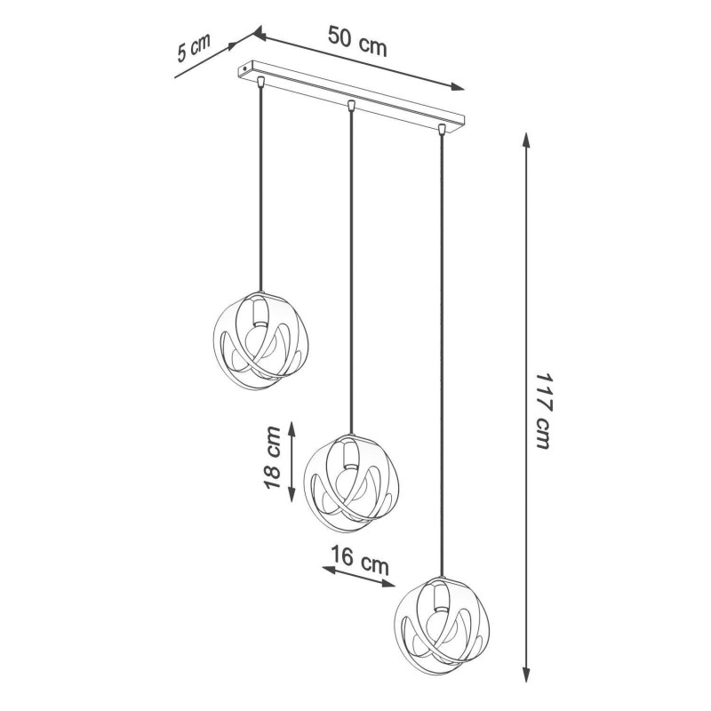 Suspension luminaire TULOS bande 3xE27 - blanc