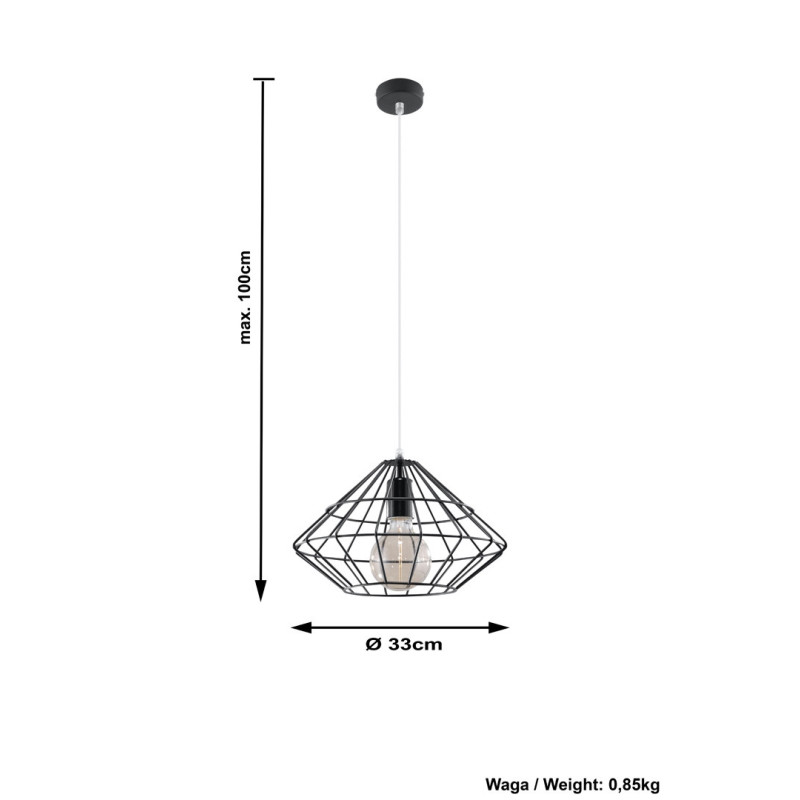 Suspension industrielle UMBERTO E27 - noir