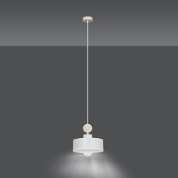 Lampe Suspendue design TUNISO 1 WHITE E27 - blanc / bois