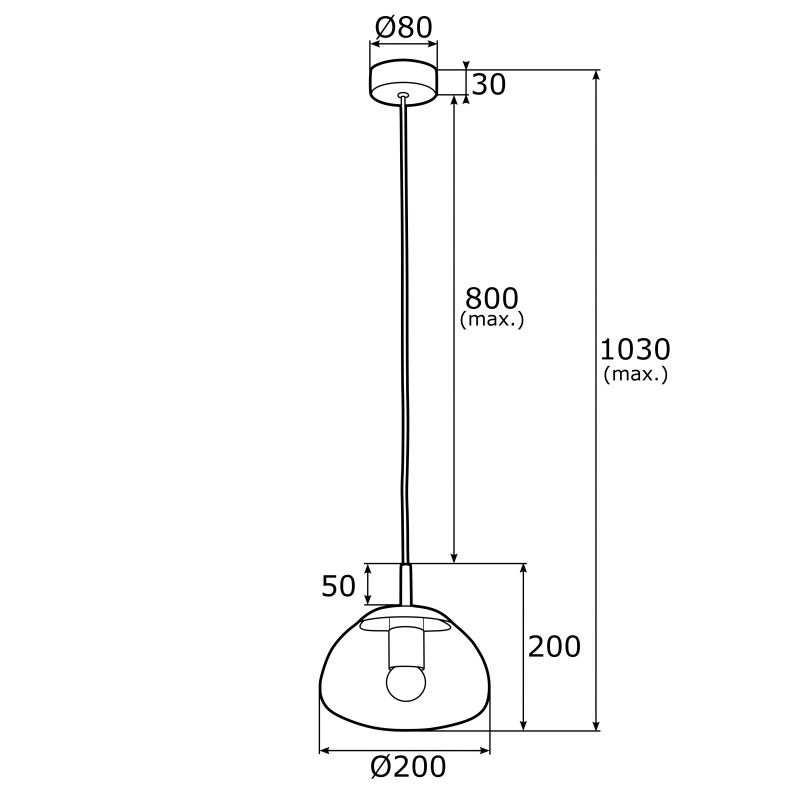 Lampe Suspendue design TRINI S E27 - noir / transparent