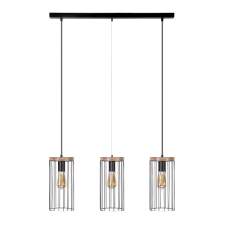Lampe Suspendue design TIMEO bande 3xE27 - noir / chêne huilé