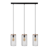 Lampe Suspendue design TIMEO bande 3xE27 - noir / chêne huilé