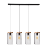 Suspension luminaire design TIMEO bande 4xE27 - noir / chêne huilé