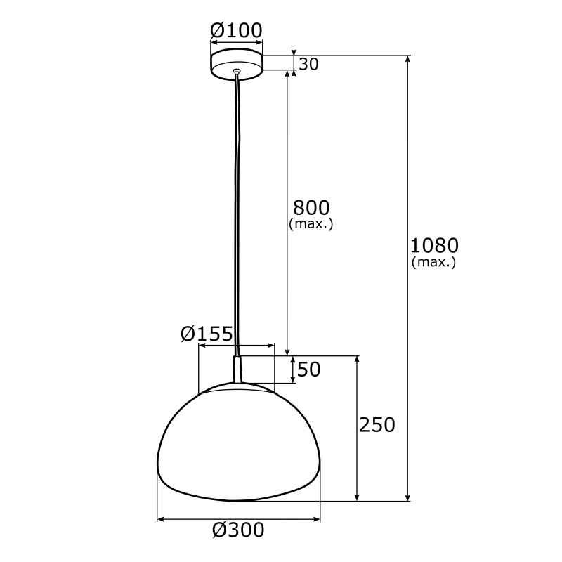 Suspension luminaire TRINI M E27 - noir / transparent