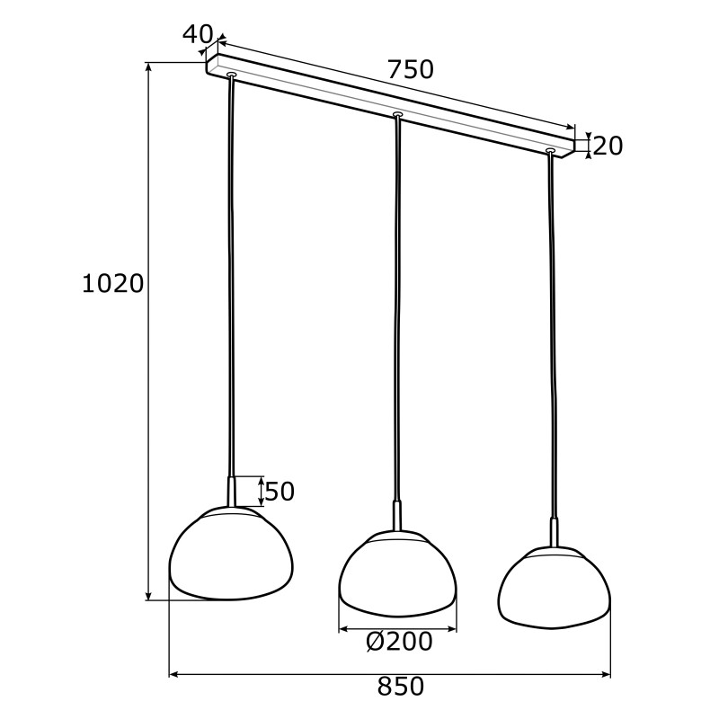 Suspension luminaire TRINI 3xE27 - laiton / opale