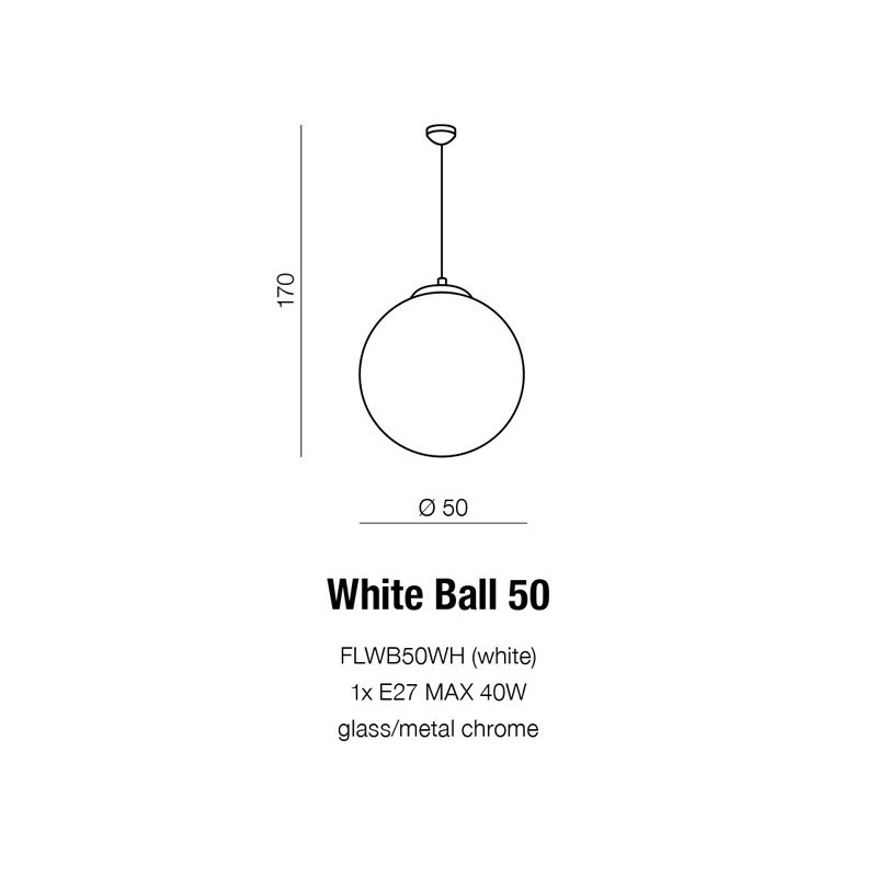 Suspension luminaire WHITE BALL 50 E27 40W blanc