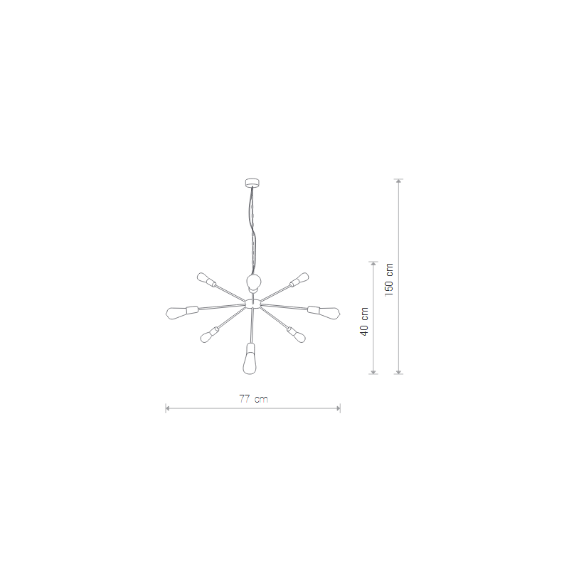 Suspension luminaire design ROD IX E27 - or