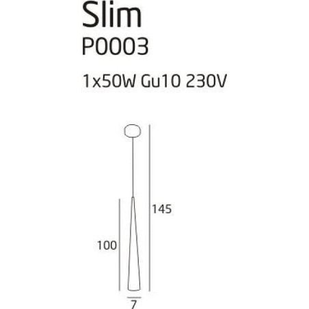Suspension luminaire SLIM GU10 longue - noir