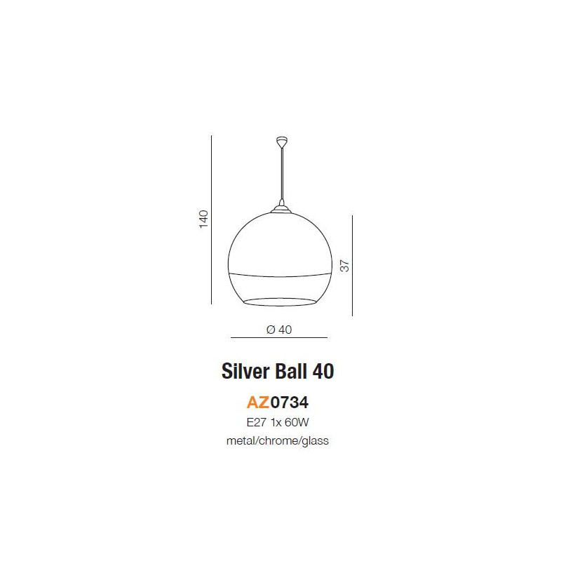 Suspension luminaire SILVER BALL 40 E27 - chrome