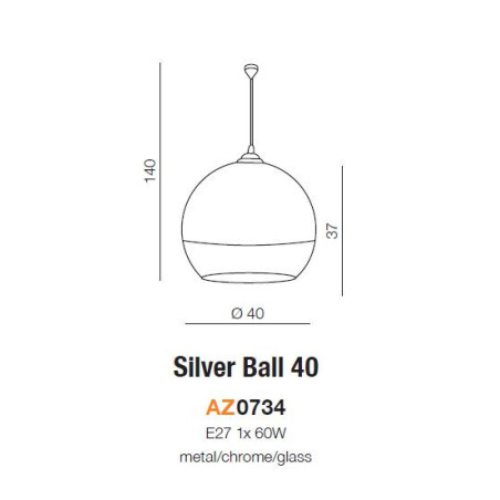 Suspension luminaire SILVER BALL 40 E27 - chrome