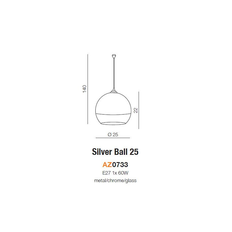 Suspension luminaire SILVER BALL 25 E27 - chrome