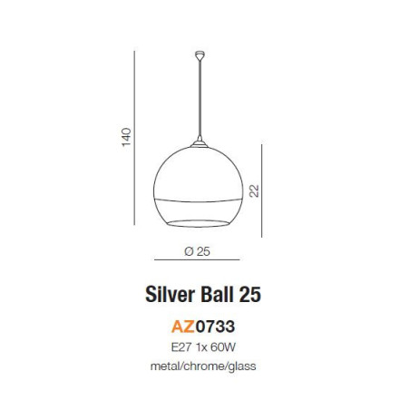 Suspension luminaire SILVER BALL 25 E27 - chrome