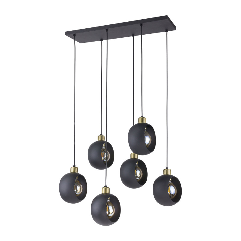 Suspension luminaire JALA 6P 6xE27 - noir / patine