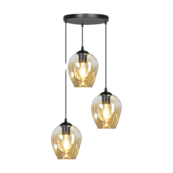 Lampe Suspendue design IRIS 3xE27 - noir / ambre