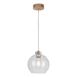 Lampe Suspendue design LAGUNA E27 - chêne huilé / transparent