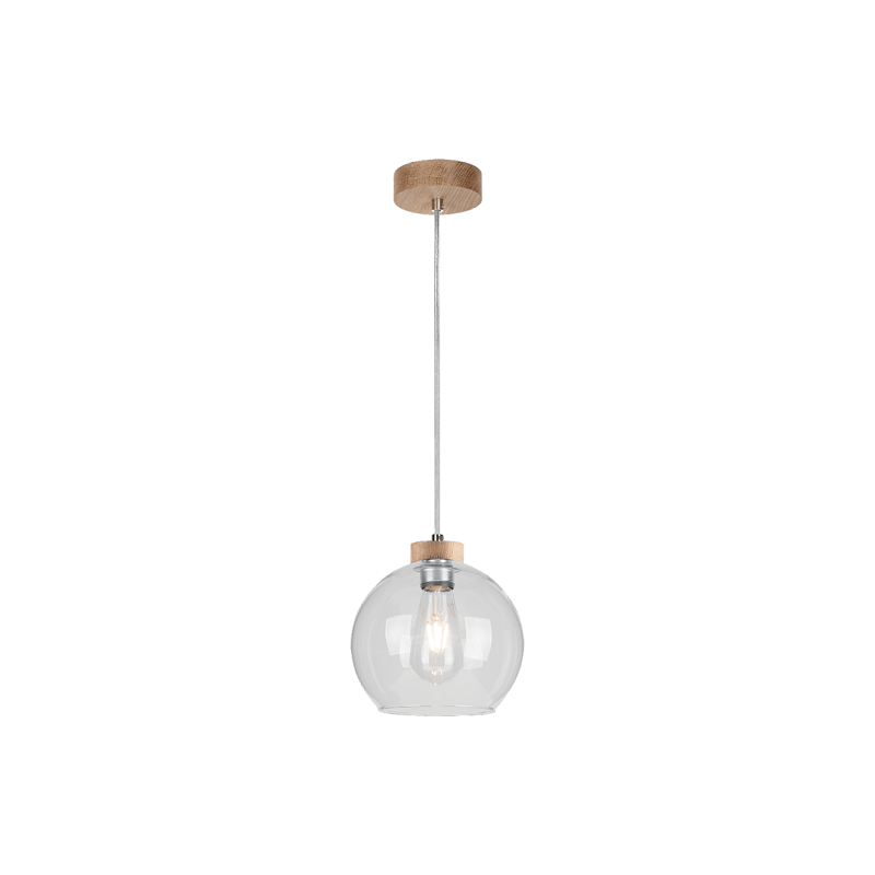 Lampe Suspendue design LAGUNA E27 - chêne huilé / transparent