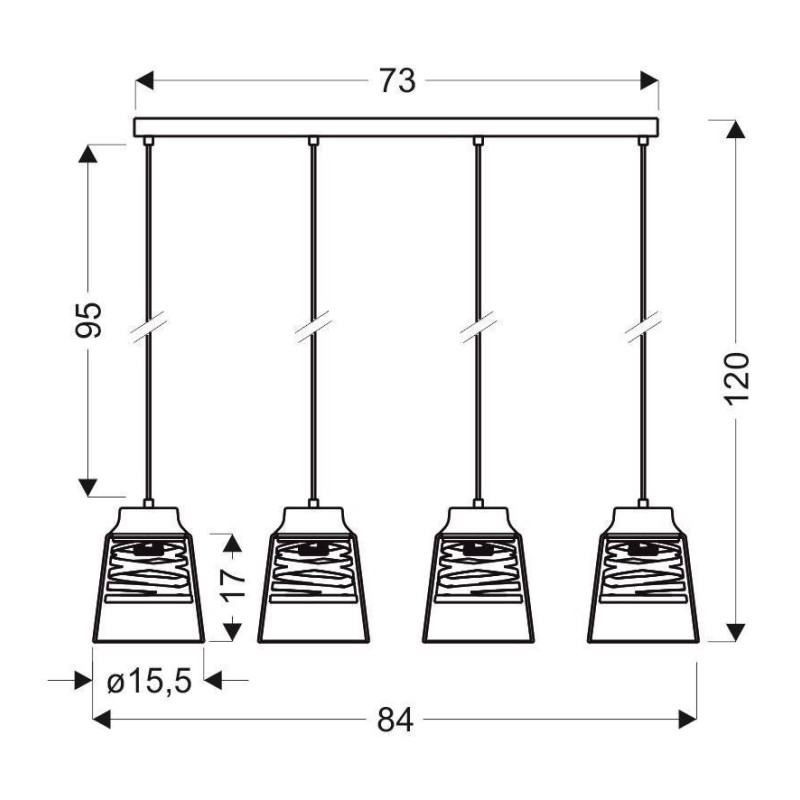 Lampe Suspendue design FRESNO 4xE27 - noir / or