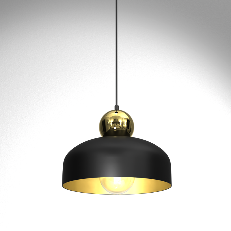 Suspension industrielle Design HARALD E27 - noir / or