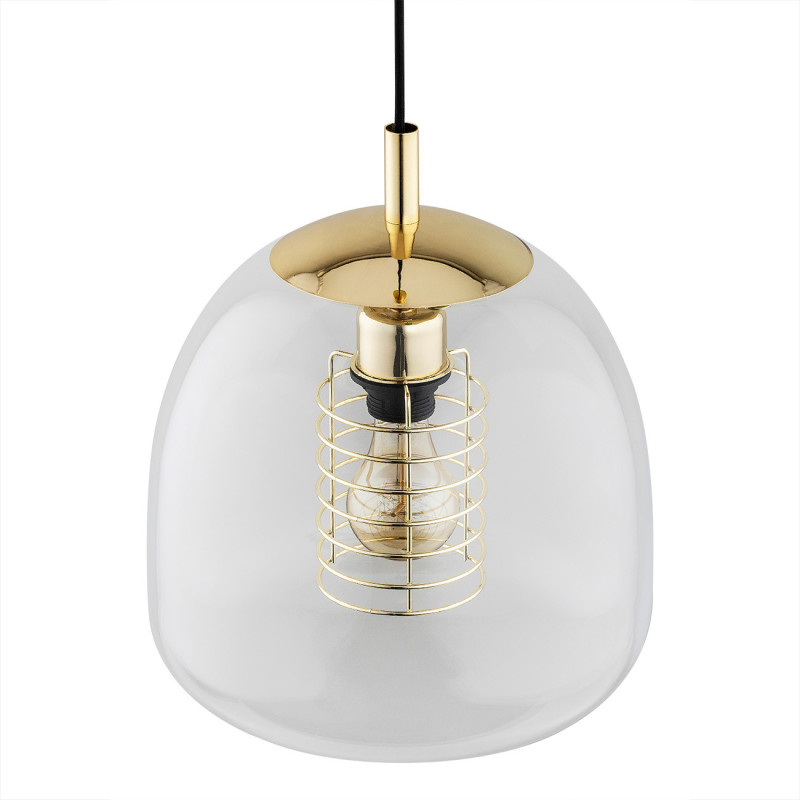 Lampe Suspendue design GLEN E27 - laiton / transparent