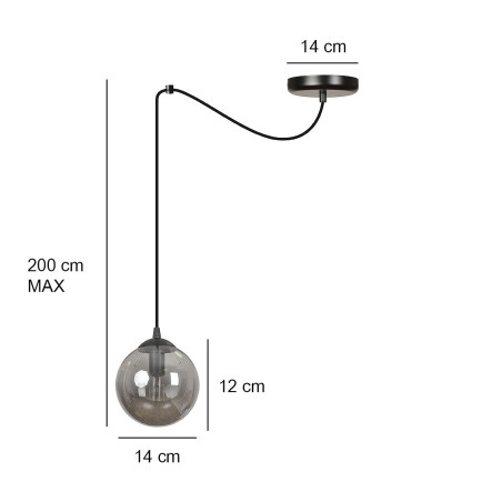 Lampe Suspendue design GIGI spider 1 BL E14 - noir / transparent