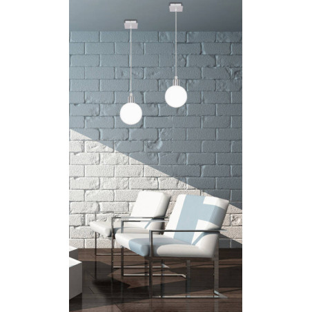 Lampe Suspendue design ODEN 12cm G9 - chrome / blanc