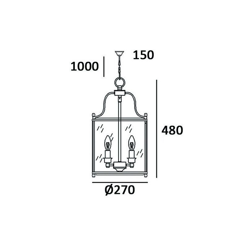 Suspension industrielle Design NEW YORK 4xE14 transparent, chrome