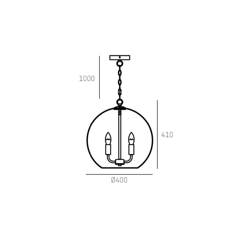 Suspension luminaire PRAGUE 4xE14 - chrome / verre