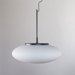Suspension luminaire design OVAL Ø55 E27 - noir / blanc