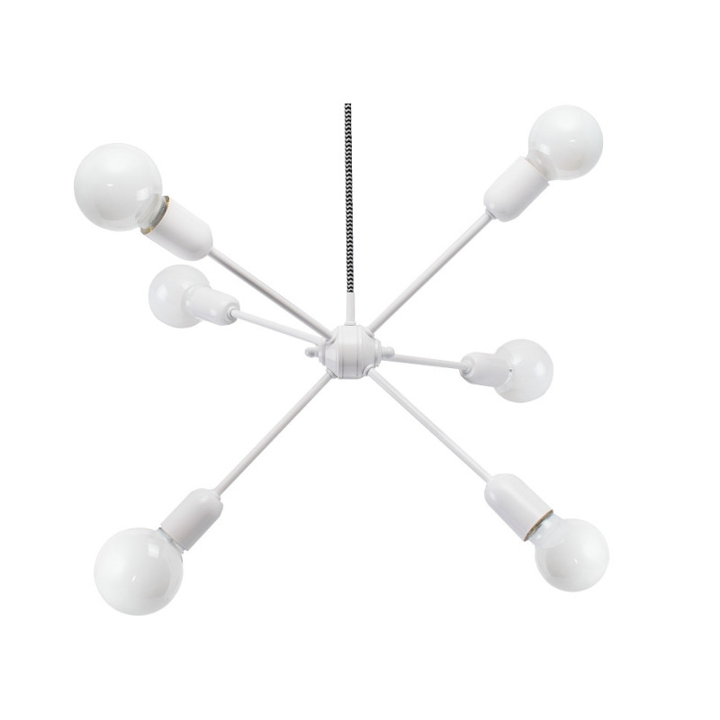 Luminaire Suspension Industriel loft RHYTHM 6xE27 - blanc