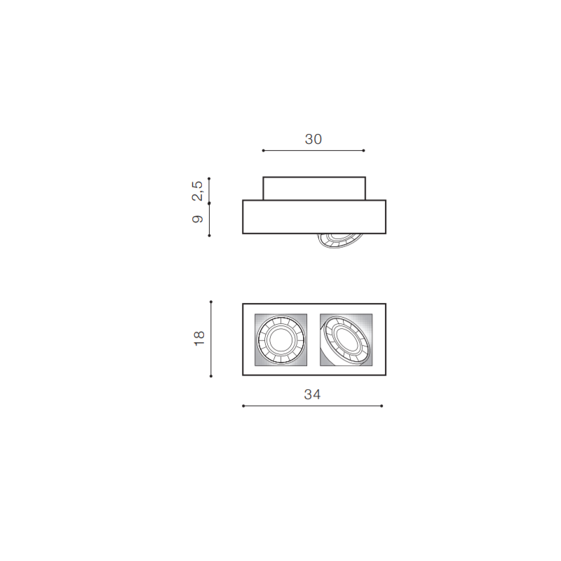 Plafonnier NIKEA 2xGU10 ES111 - blanc 