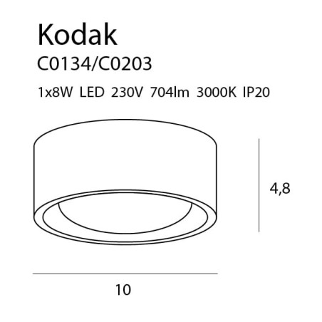 Plafonnier KODAK I LED 8W 3000K - noir 