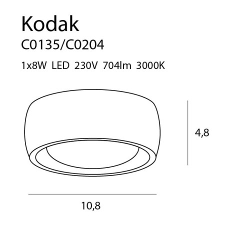 Plafonnier KODAK II LED 8W 3000K - noir 